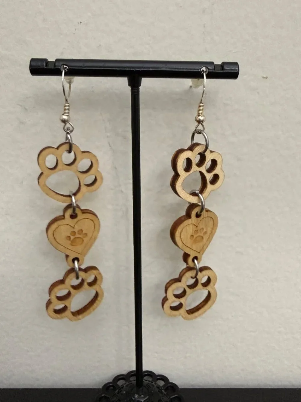 HANDMADE Dog Paw Dangle Earring - 925 Sterling Silver Lightweight